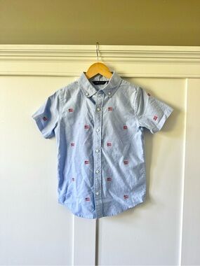 Janie and Jack Patriotic Flag Dress Shirt Button Up